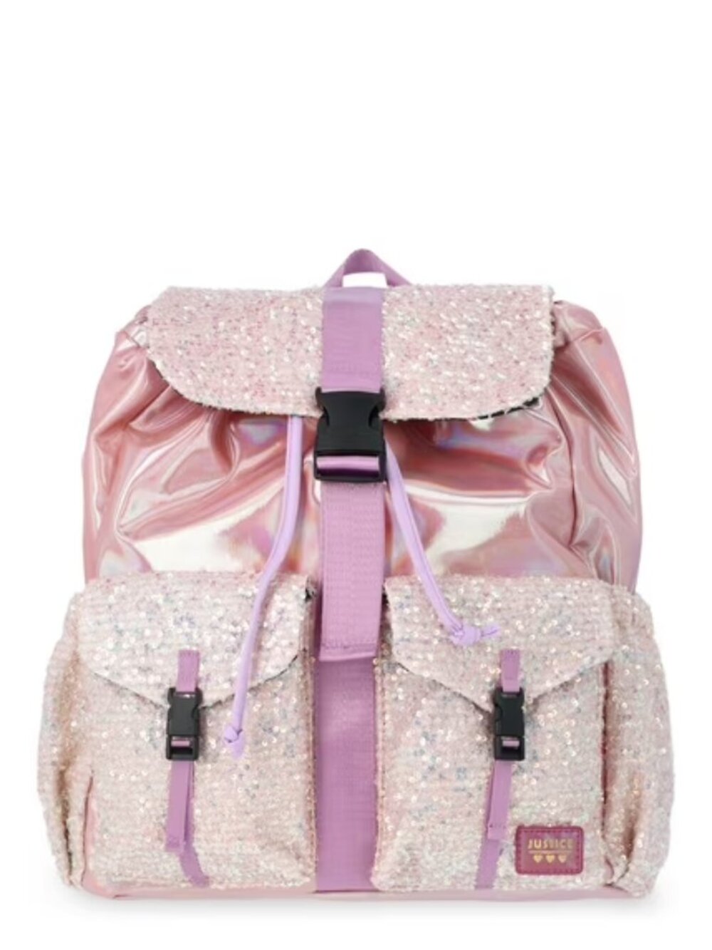 NWT Justice Girls Sequin Rucksack Backpack Iridescent Book Bag